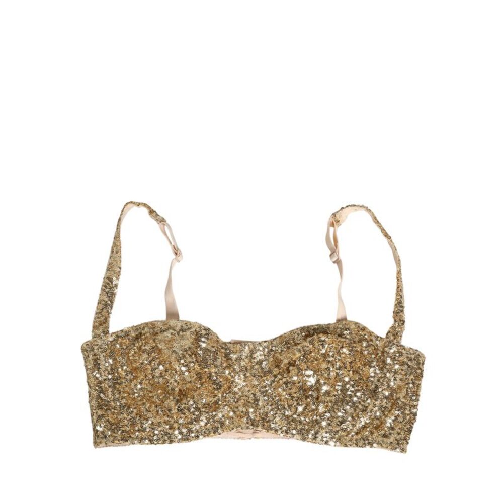 Dolce & Gabbana Gold Sequined Semi-Pad Underwire Bra Women's Underwear